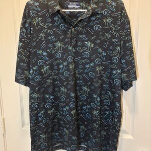 Ben Hogan Golf Polo Black and Green Tropical Print Performance Shirt